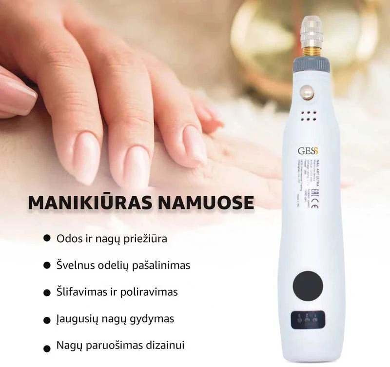Manikiūro rinkinys, poliruoklis Gess Nail Art Ultra