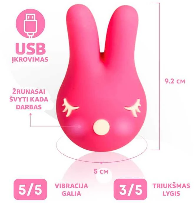 RestArt Bunny vibratorius, 6 režimai, G taško klitoris Klito spenelių stimuliavimas