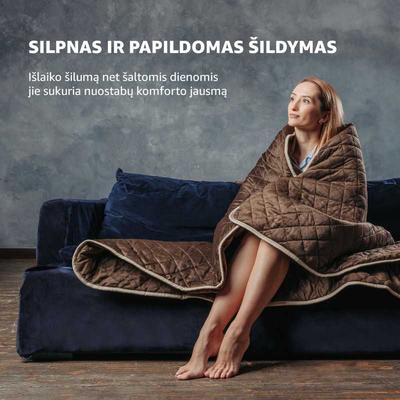 Šildanti antklodė Elektrinė antklodė 150x180 cm, Šildymo antklodė, 8 valandų laikmatis, 3 šildymo režimai, EcoSapiens Teddy