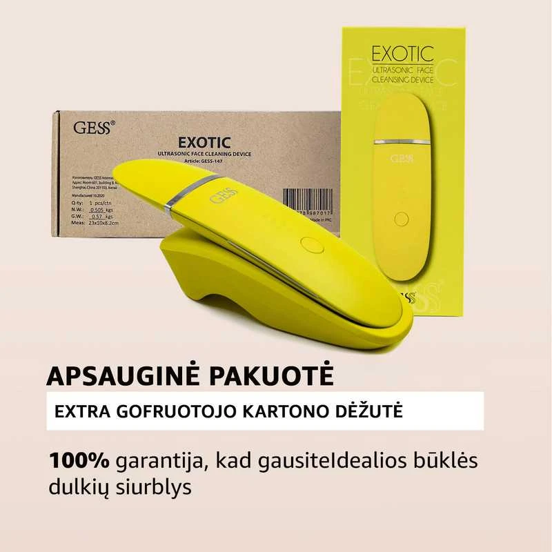 Veido valymo aparatas GESS Exotic Ultragarsinis 7 režimų šveitiklis, odos šveitiklis, ultragarsinis veido valiklis, joninis šveitimas veidui, odos valymo prietaisas, Valymo prietaisas, Anti Age