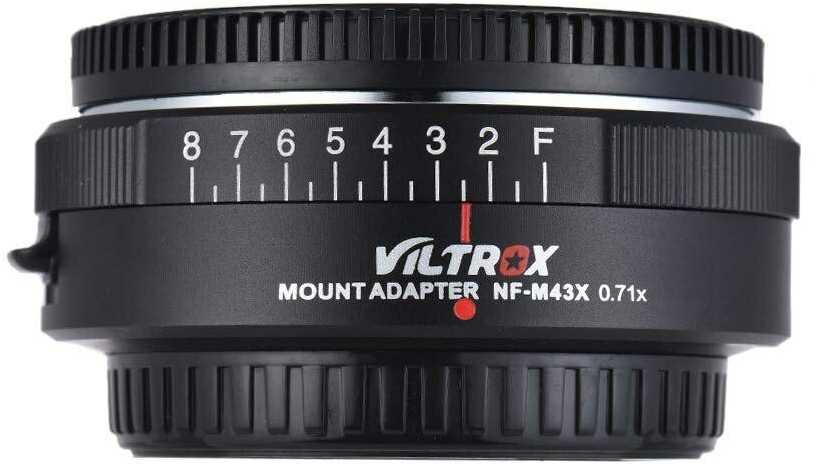 Fotoaparato objektyvo adapteris - Viltrox NF-M43X 0,71x objektyvo jungties adapteris