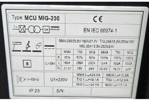 Suvirinimo pusautomatis Kentauras MCU MIG-200, 230V Komplektas 2