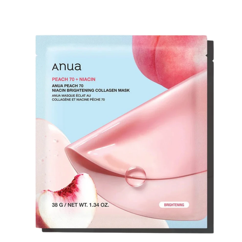Veido kaukė Anua Peach 70+Niacin Brightening Collagen Mask 38 g 4 vnt.