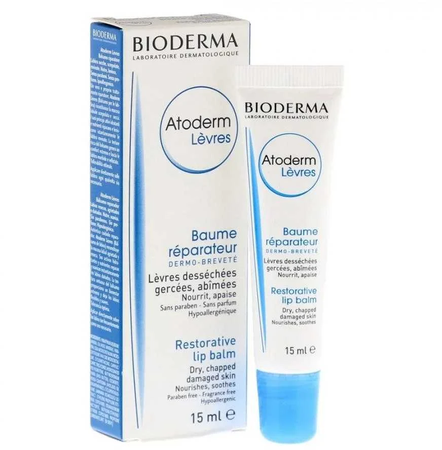 Bioderma Atoderm Repairing Lūpų balzamas atkuriamasis lūpų balzamas, 15 ml