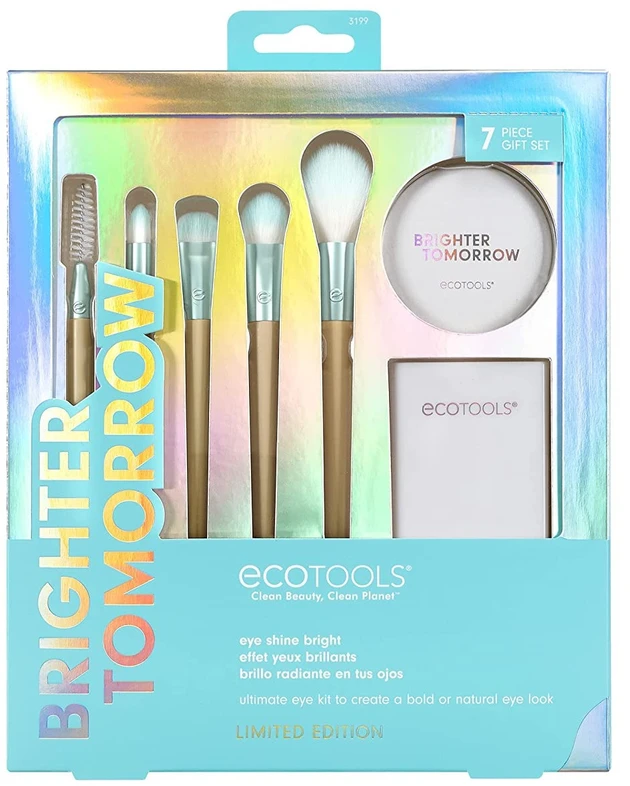 „Brighter Tomorrow“ rinkinys „EcoTools“: „EcoTools“ smailusis kaukė + „EcoTools“ dideli akių šešėliai + „EcoTools“ difuziniai akių šešėliai + „EcoTools“ precizinis žymeklis + „EcoTools“ antakių kontūro pieštukas + vienpusis kompaktiškas veidrodėlis + „EcoTools“ skardinė