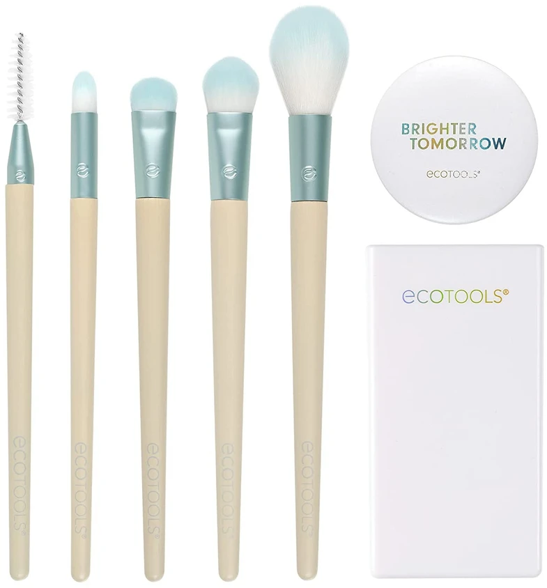 „Brighter Tomorrow“ rinkinys „EcoTools“: „EcoTools“ smailusis kaukė + „EcoTools“ dideli akių šešėliai + „EcoTools“ difuziniai akių šešėliai + „EcoTools“ precizinis žymeklis + „EcoTools“ antakių kontūro pieštukas + vienpusis kompaktiškas veidrodėlis + „EcoTools“ skardinė