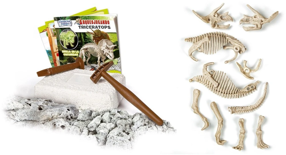 Clementoni, Mokslas - Žaidimas, Archeofun Triceratops šviečia tamsoje, Dėlionė, 61723, Unisex, 7+ metai