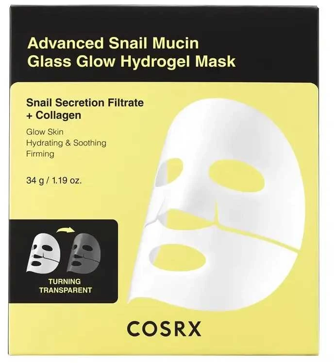 COSRX Advanced Snail Mucin Glass Glow Hydrogel Mask – hidrogelinė veido kaukė 1 vnt
