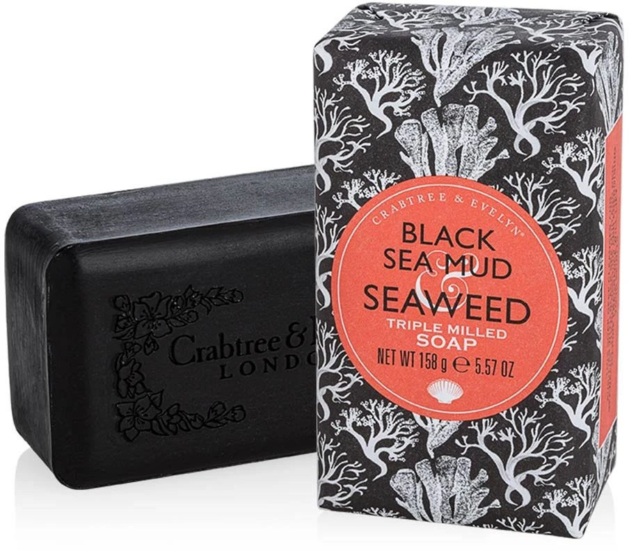 Crabtree & Evelyn Juodas jūros purvo ir jūros dumblių kvapo muilo plytelė, 158 g