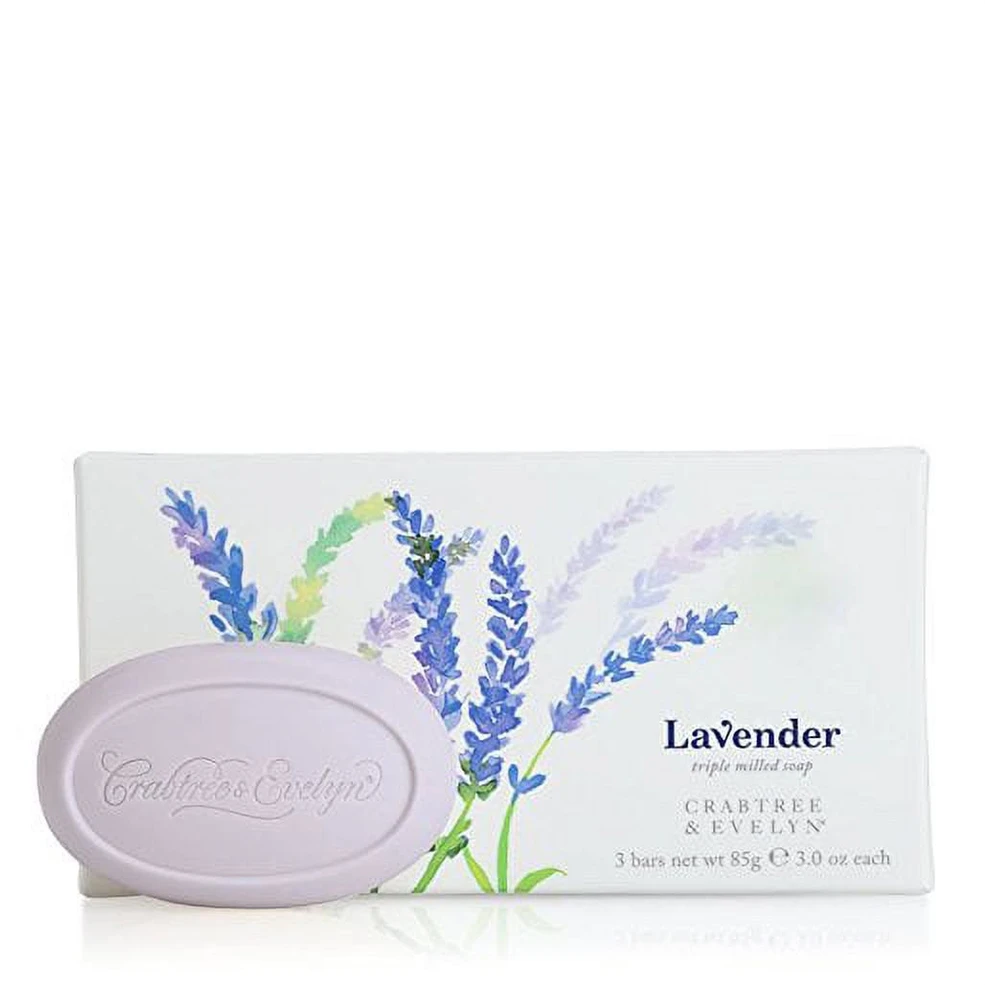 Drėkinamojo muilo plytelių rinkinys „Crabtree & Evelyn Lavander“, trio, 3 vnt., 85 g