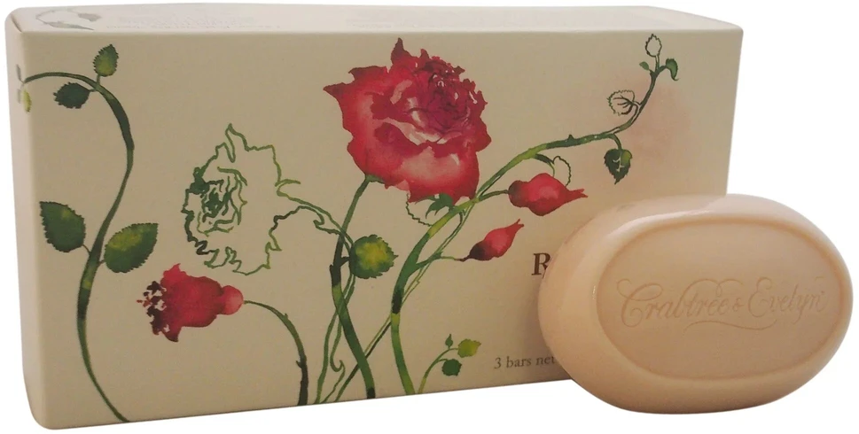 Drėkinamojo muilo plytelių rinkinys „Crabtree & Evelyn Rosewater“, trio, 3 vnt., 85 g