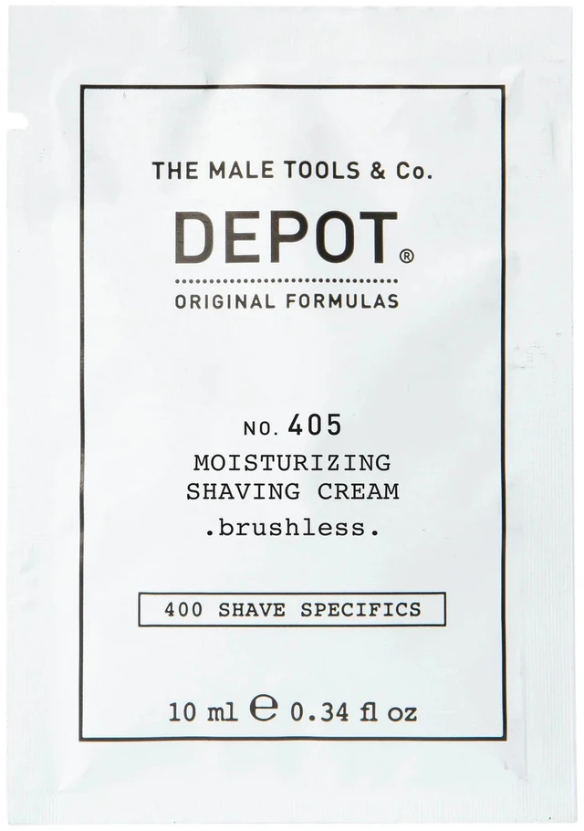 „Depot 400 Shave Specifications No. 405“ drėkinamasis skutimosi kremas su alantoinu, 10 ml