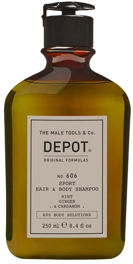 Depot 600 Body Solutions No. 606 Mint Ginger & Cardamom Dušo želė & Šampūnas 2-In-1 Botanical Complex, 250 ml