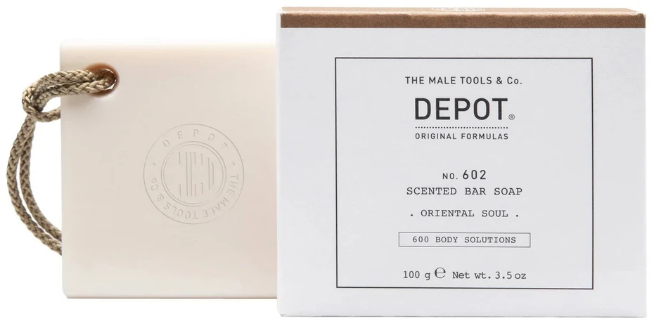 „Depot 600 Body Solutions No. 602“ valomasis muilo gabalėlis su botaniniu kompleksu ir rytietišku sielos kvapu, 100 g