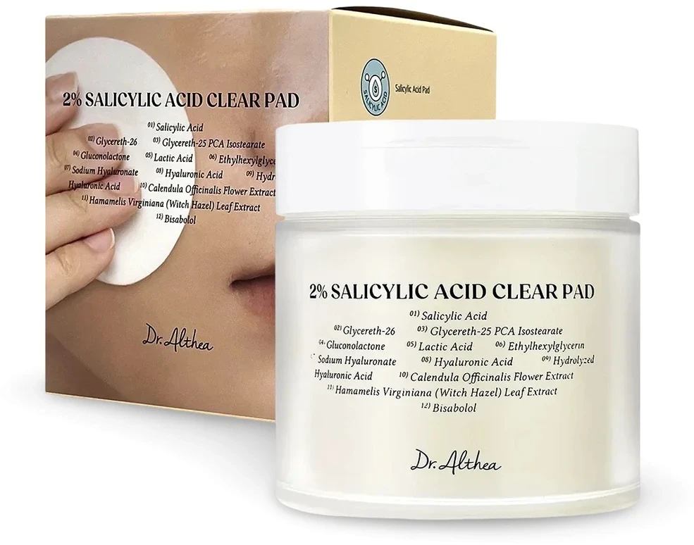 Dr. Althea 2% salicilo rūgšties skaidrios valomosios servetėlės