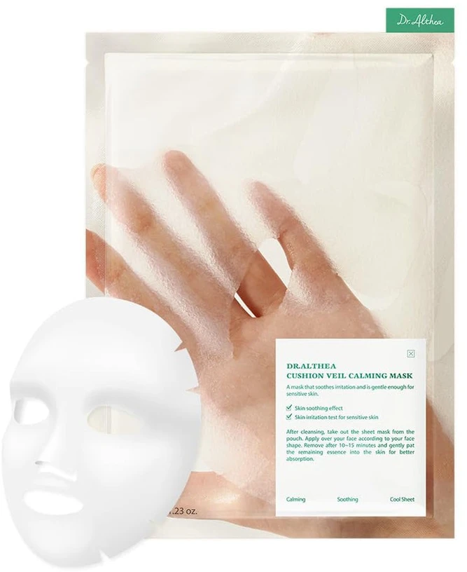 Dr. Althea Cushion Veil Calming Mask lakštinė kaukė jautriai veido odai, 35 g