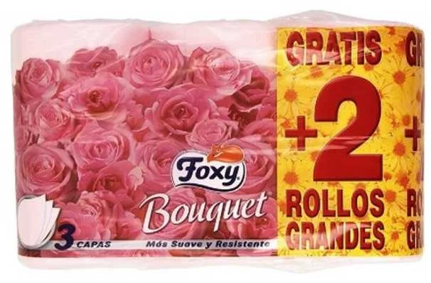 "Foxy Bouquet" spalvotas tualetinis popierius 3 sluoksniai 4 + 2 ritinėliai
