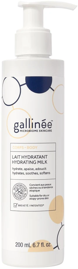 „Gallinee“, kūno priežiūra, prebiotikai, probiotikai, postbiotikai, drėkinamasis, kūno pienelis, kasdieniam naudojimui, 200 ml *Testuojamasis rinkinys