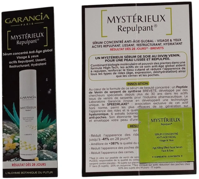 Garancia, Mysterieux Repulpant, be silikonų, senėjimą stabdantis, serumas, veidui - akims, 1 ml *Mėginys