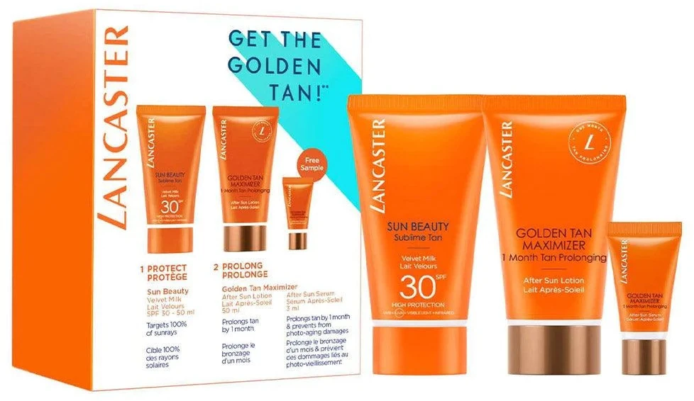 Get The Golden Tan! Set Lancaster: Golden Tan Maximizer, Buriti Oil, Anti-Wrinkle, After-Sun Serum, 3 ml + Golden Tan Maximizer,