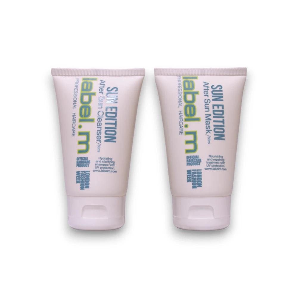 Label.M „Get Wet Sun Edition“ rinkinys. M: „Sun Editon“ UV filtro plaukų lakas stiprinimui, 50 ml + „Sun Editon“ plaukų aliejus su UV filtru, atgaivinantis spindesį ir atkuriantis spindesį, 60 ml + „Sun Editon“ plaukų šampūnas drėkinimui, 60 ml + „Sun Editon“ plaukų šampūnas su UV filtru.