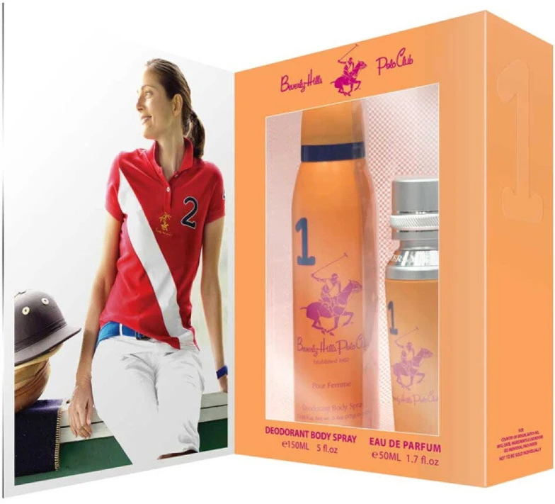 Dovanų rinkinys „Beverly Hills Polo Club“: 1982 m. – „Sport 1“ kvepalai moterims, 50 ml + 1982 m. – „Sport 1“ antiperspirantas-dezodorantas, purškiklis moterims, 150 ml