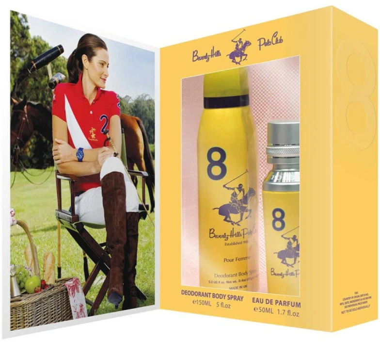 Dovanų rinkinys „Beverly Hills Polo Club“: 1982 m. – „Sport 8“ kvepalai moterims, 50 ml + 1982 m. – „Sport 8“ rutulinis antiperspirantas dezodorantas vyrams, 50 ml