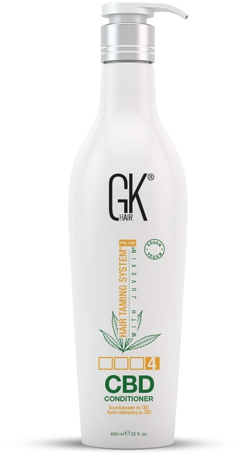 GK hair Global Keratin CBD veganiškas plaukų kondicionierius atkuriamiesiems plaukams, 650 ml