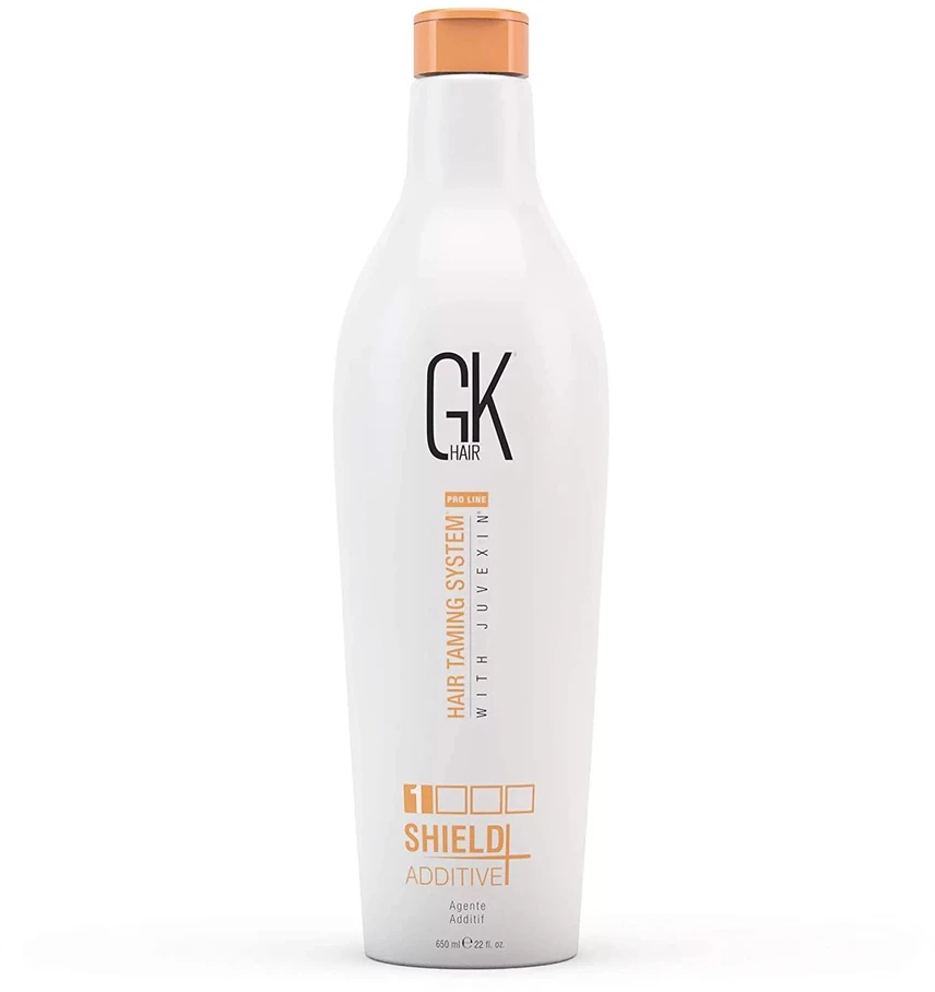 GK hair Global Keratin Shield Additive plaukų šampūnas ir kondicionierius 2 viename atkuriamasis ir stiprinamasis, 650 ml