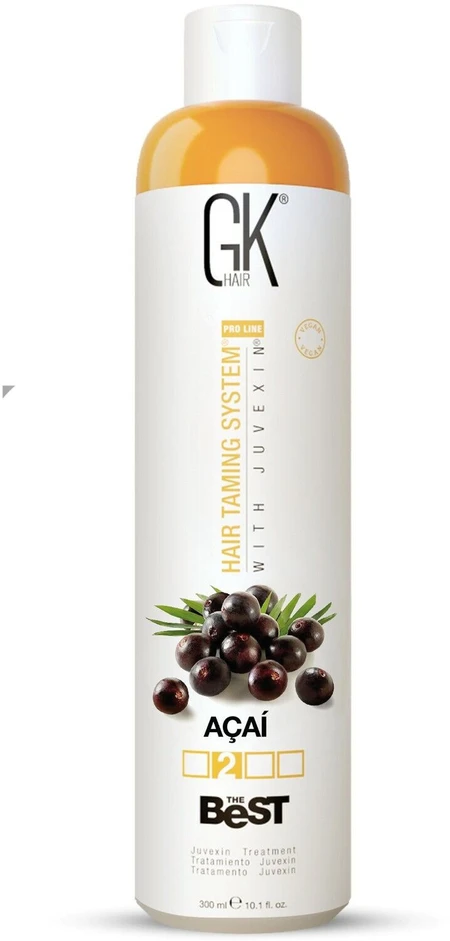 GK hair Global Keratin Geriausias Acai plaukų kreminis gydymas glotninimui, 300 ml