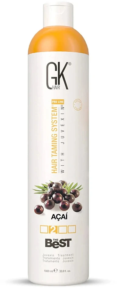 GK hair Global Keratin Geriausias Acai plaukų kreminis gydymas glotninimui, 1000 ml