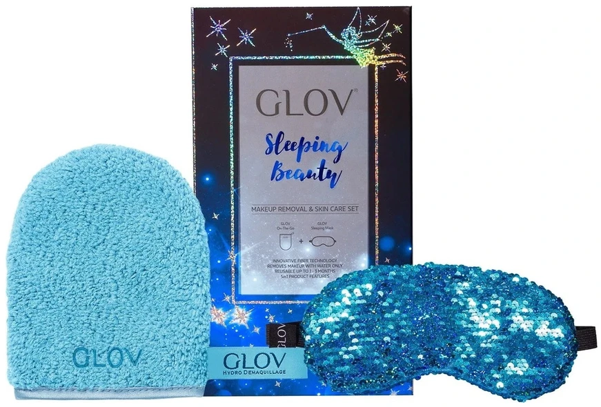 Glov Sleeping Beauty Set Glov: Sleeping Beauty Sleep Mask Mėlyna + Sleeping Beauty Textile makiažo valiklis Glove Bouncy Mėlyna