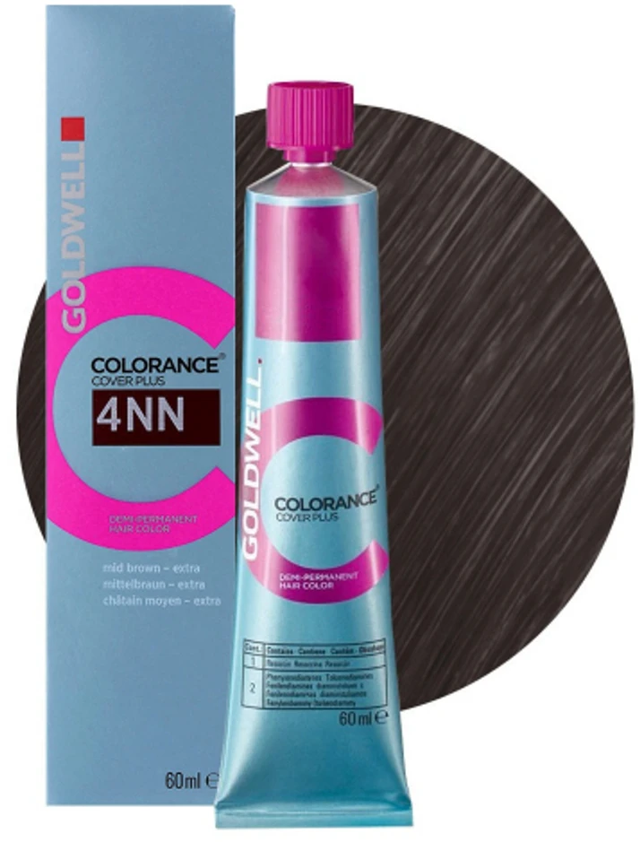 „Goldwell Colorance“ pusiau permanentiniai plaukų dažai 4NN intensyvi vidutinė ruda spalva, 60 ml