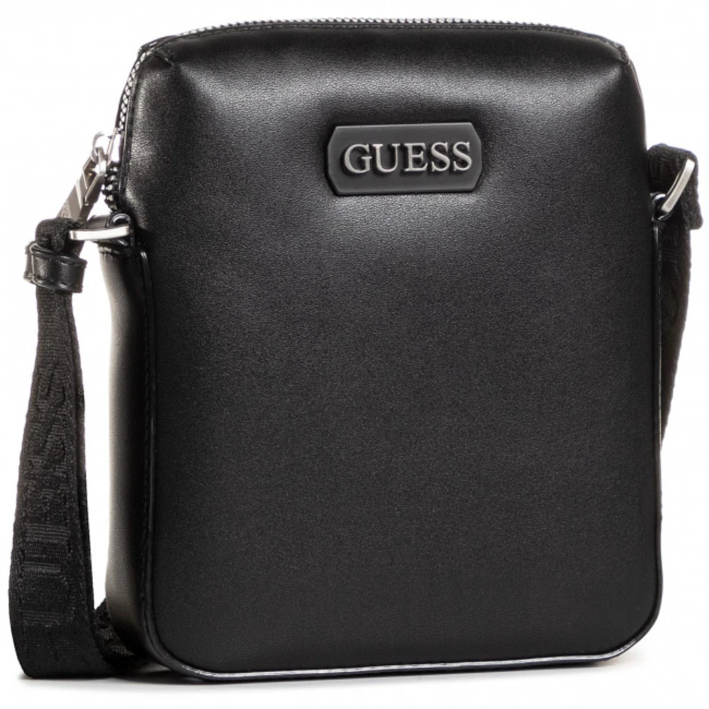 Guess, Dan, dokumentų dėklas, odinis krepšys per petį, juodas, mini, vyrams