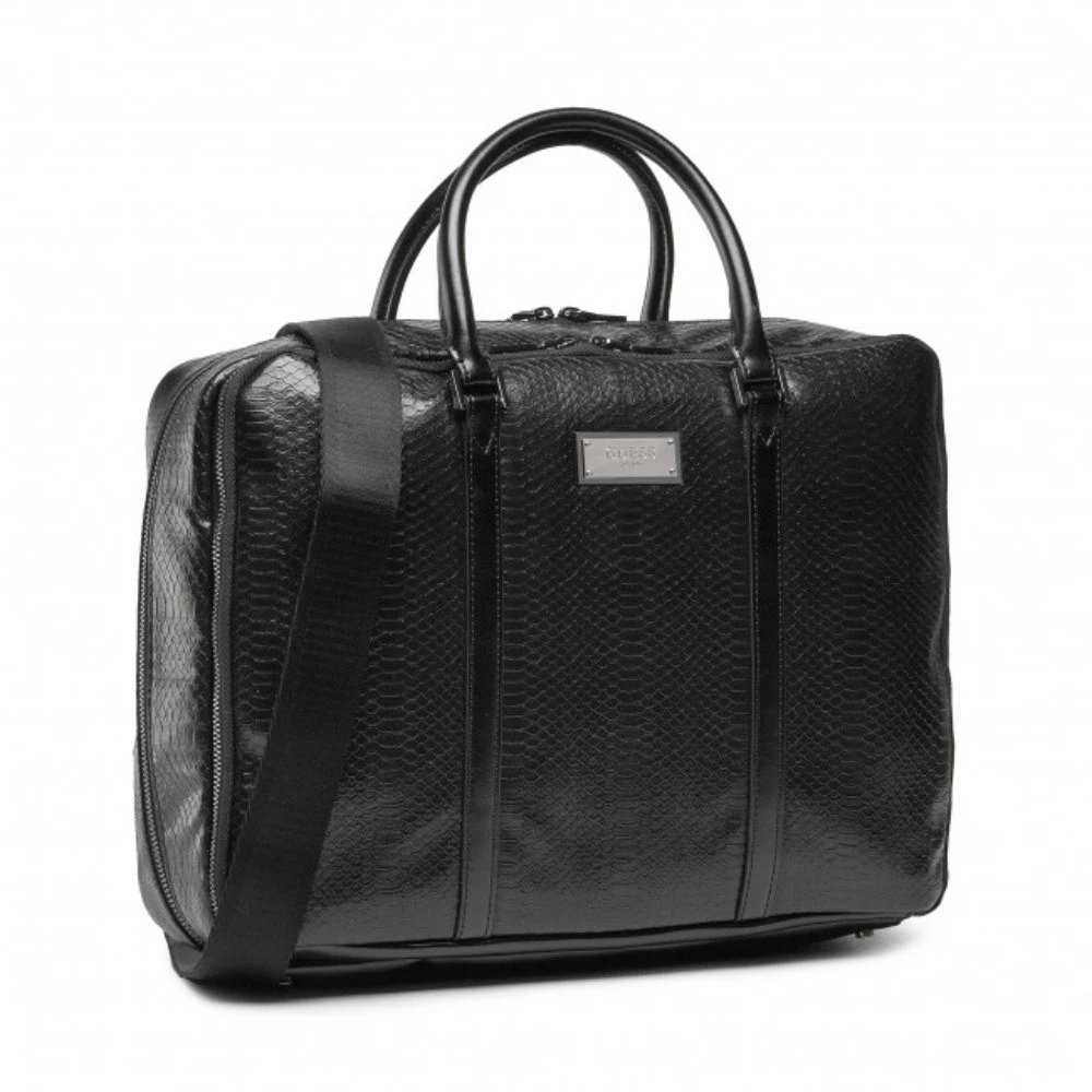 Guess, Guess, Leather, Leather Briefcase, Nešiojamas kompiuteris Compartiment, Juodas, 40 x 30 x 9 cm, For Men