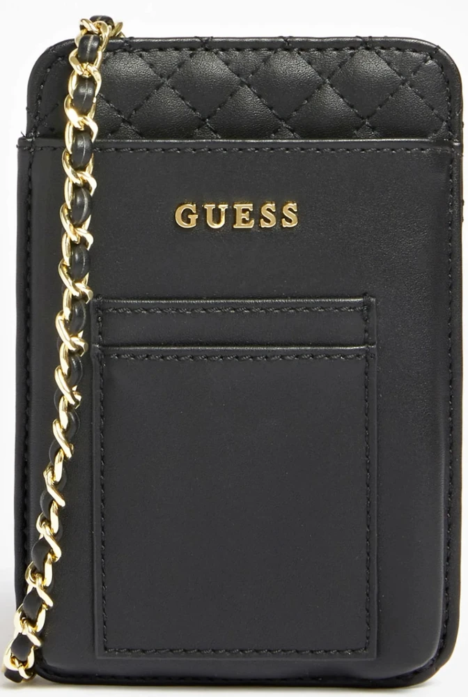 Guess, Guess, Poliuretanas, Tekstilinis krepšys, Telefono dėklas, Juodas, PW1510P2301, Moterims, 16,5 x 3 x 11 cm