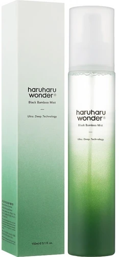 Haruharu Wonder Juodas Bamboo Mist drėkinamasis purškiklis pavargusiai odai, 150 ml