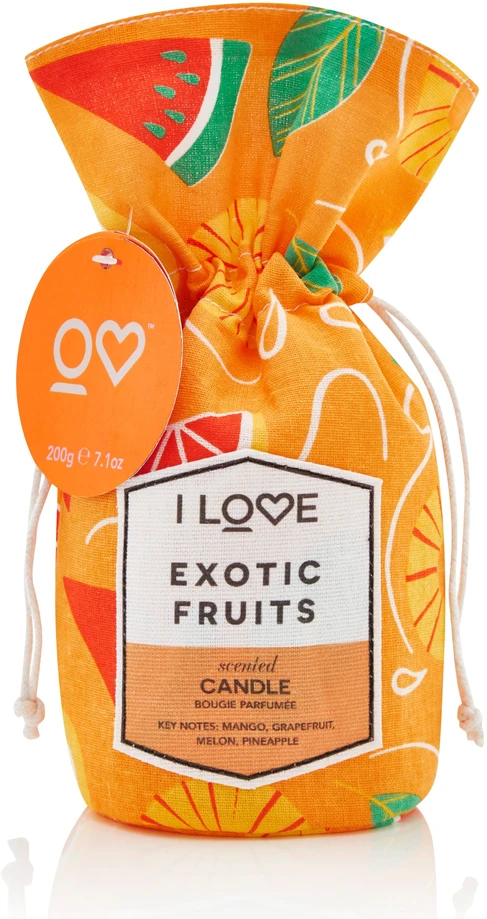 „I Love Exotic Fruits Mango“ ir „Greipfrutų, mango ir ananasų“ kvapioji žvakė, 160 g