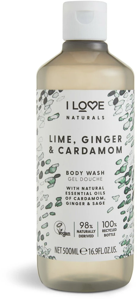 I Love Naturals Collection Vegan maitininantis Lime Ginger & Cardamom Kūno prausiklis, 500 ml