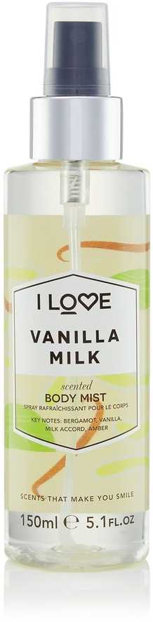 „I Love Signature Collection“ veganiškas purškiklis „Purškiklis“ vanilinis pienelis visam kūnui, 165 ml