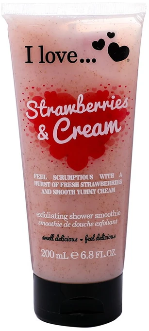 I Love Strawberries & Kreminis Exfoliating Dušo želė, 200 ml