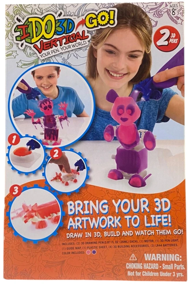 „Ido3D“, įkvepkite savo 3D meno kūrinius, 2 spalvą keičiantys vertikalūs rašikliai, piešimo rinkinys, unisex, 8+ metų