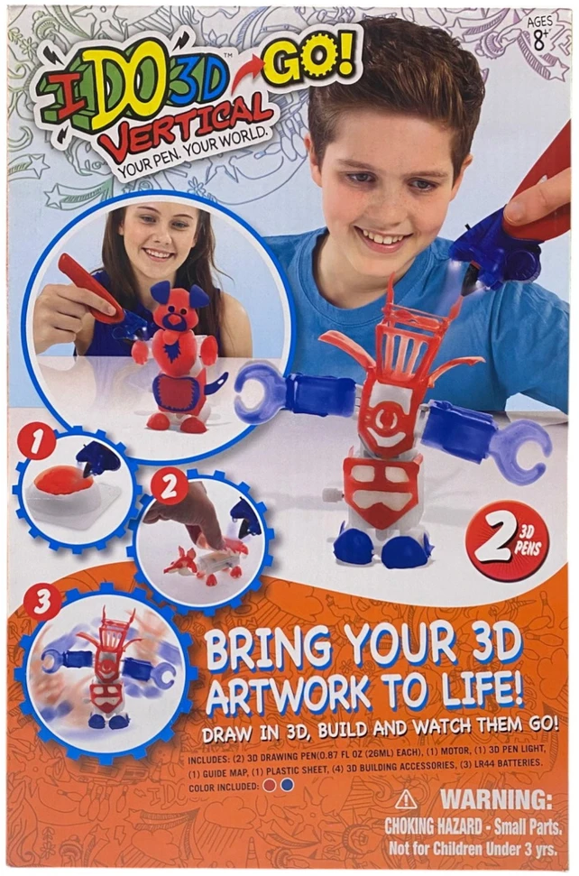 „Ido3D“, įkvėpkite savo 3D meno kūriniams gyvybės, 2 spalvą keičiantys vertikalūs rašikliai, piešimo rinkinys, unisex, 8+ metų