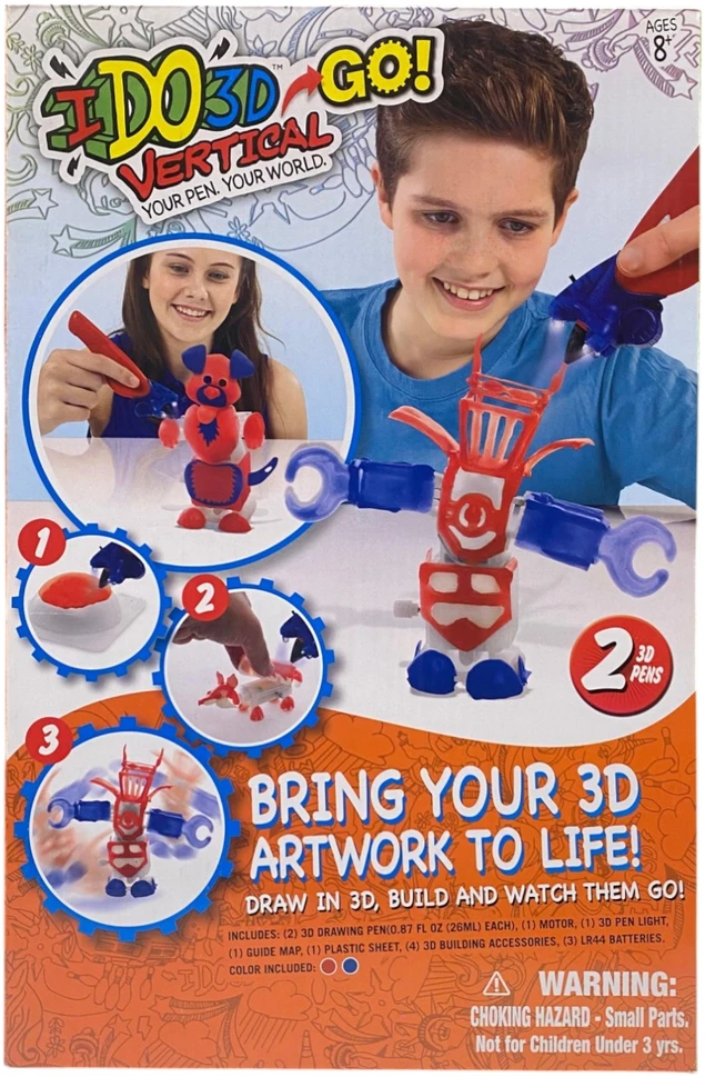 „Ido3D“, įkvėpkite savo 3D meno kūriniams gyvybės, 2 spalvą keičiantys vertikalūs rašikliai, piešimo rinkinys, unisex, 8+ metų
