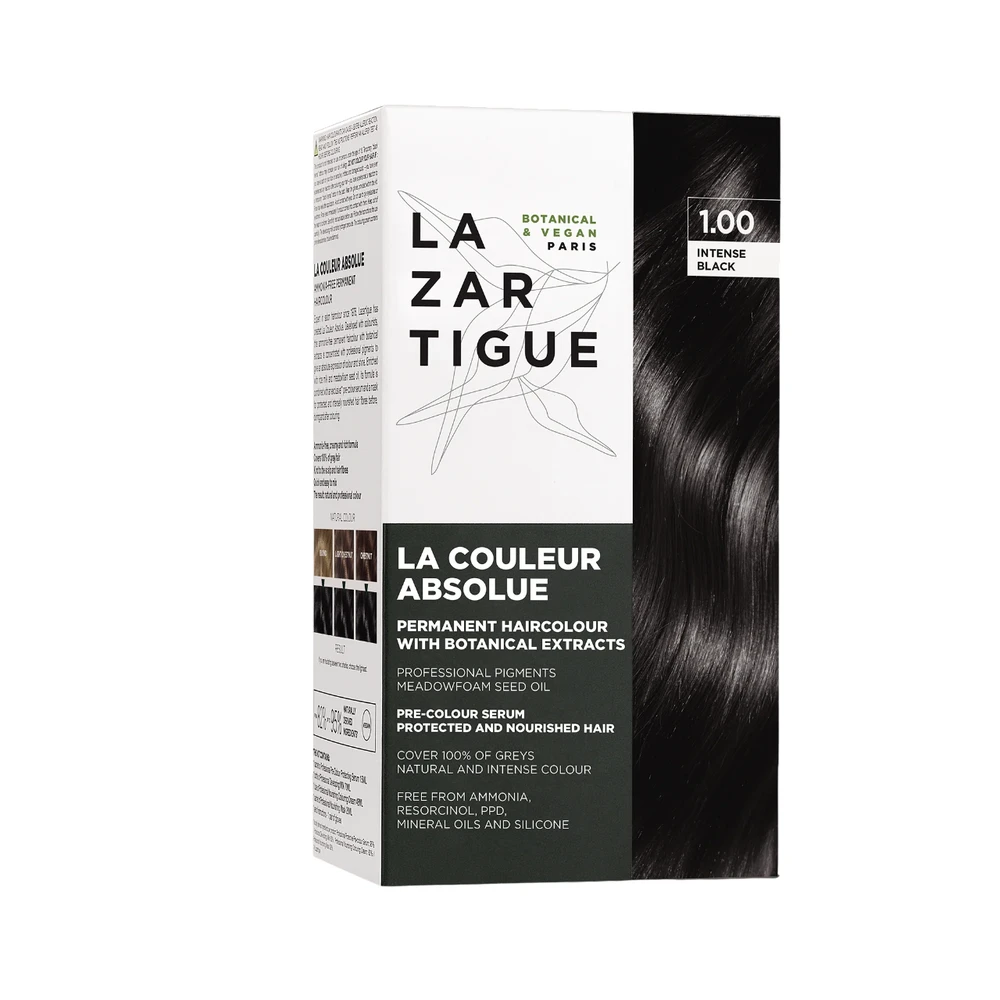 Lazartigue La Couleur Absolue Permanent Hair Dye 1.00 Intense Juodas, 143 ml