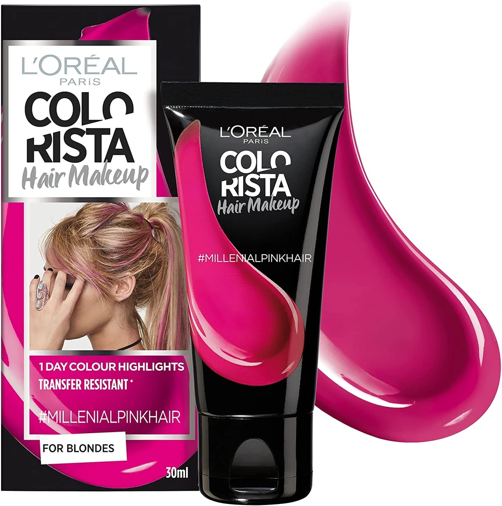 L'Oreal Paris Colorista plaukų makiažo pusiau ilgalaikiai plaukų dažai #MILLENIALPINK, 30 ml