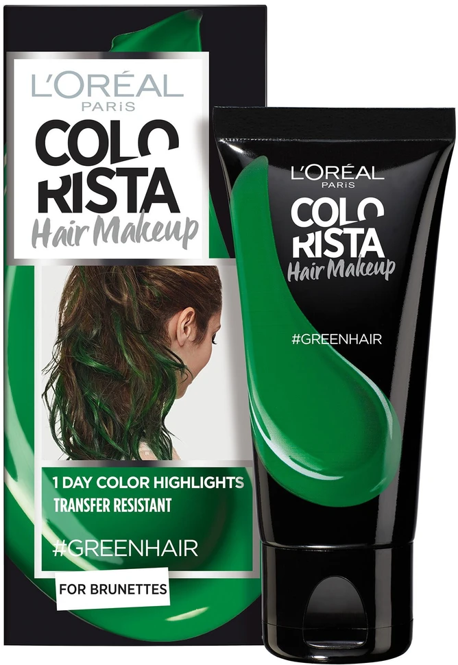 L'Oreal Paris Colorista plaukų makiažo pusiau ilgalaikiai plaukų dažai #GREENHAIR, 30 ml