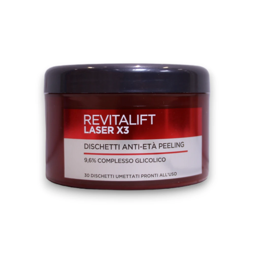 L'Oreal Paris, Revitalift lazerinis X3, glikolio rūgštis, senėjimą stabdantys, nulupami diskeliai, 30 vnt.