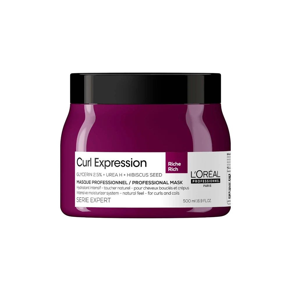 L'Oreal Professionnel Serie Expert Curl Expression Rich Glycerin2.5% + Urea H + Hibiscus Seed plaukų kaukė „Kreminis“ intensyviai drėkinanti, 500 ml