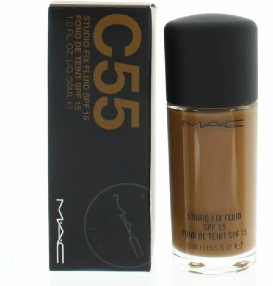 Matinis makiažo pagrindas MAC Studio Fix Fluid SPF 15 24HR Matte Foundation + Oil Control, spalva: C55, 30 ml